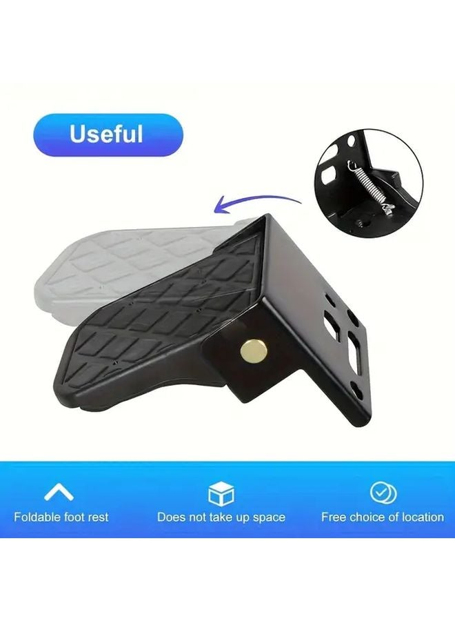 Black Universal All Terrain Vehicle Rear Passenger Foldable Foot Peg Step Plate - Image 4